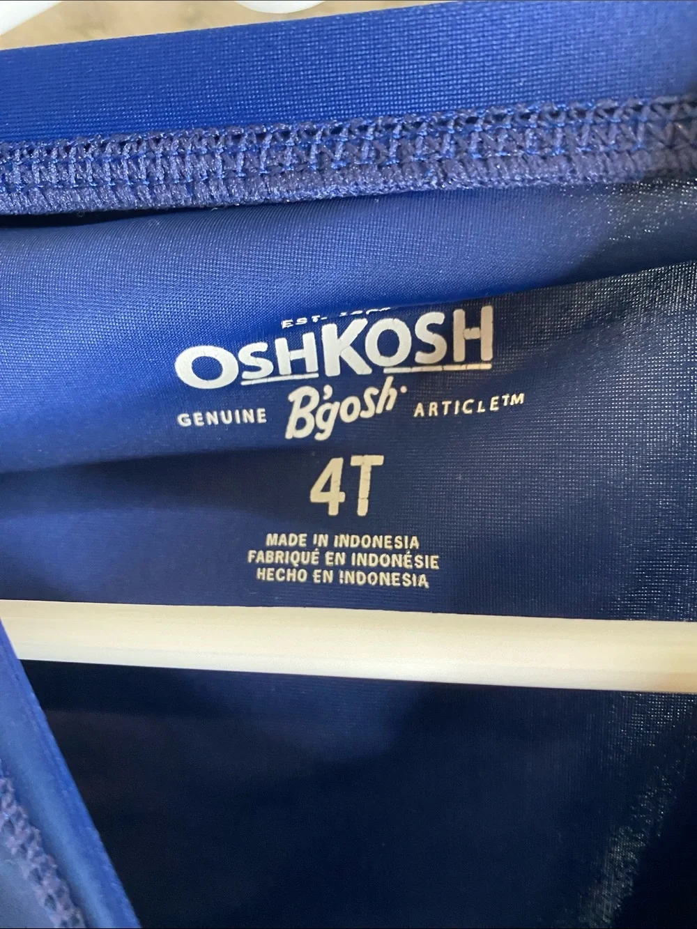 OshKosh B'gosh Navy Blue Long Sleeve Rashguard Swim Shirt Shark Graphics